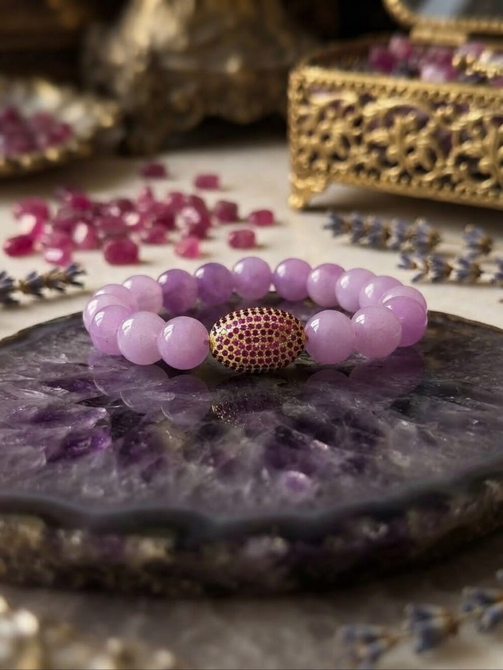 Jade Bracelet With Cubic Zirconia Accent
